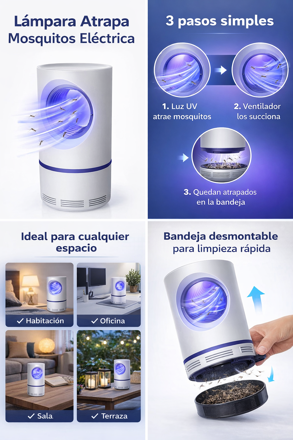 🦟 Lámpara Atrapa Mosquitos Eléctrica – Disfruta de un Ambiente Más Tranquilo